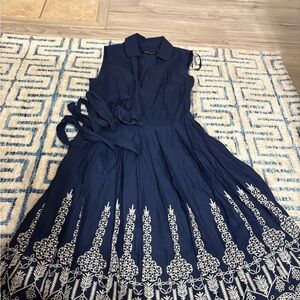 Ivanka Trump Navy Maxi Dress with White Floral Detail